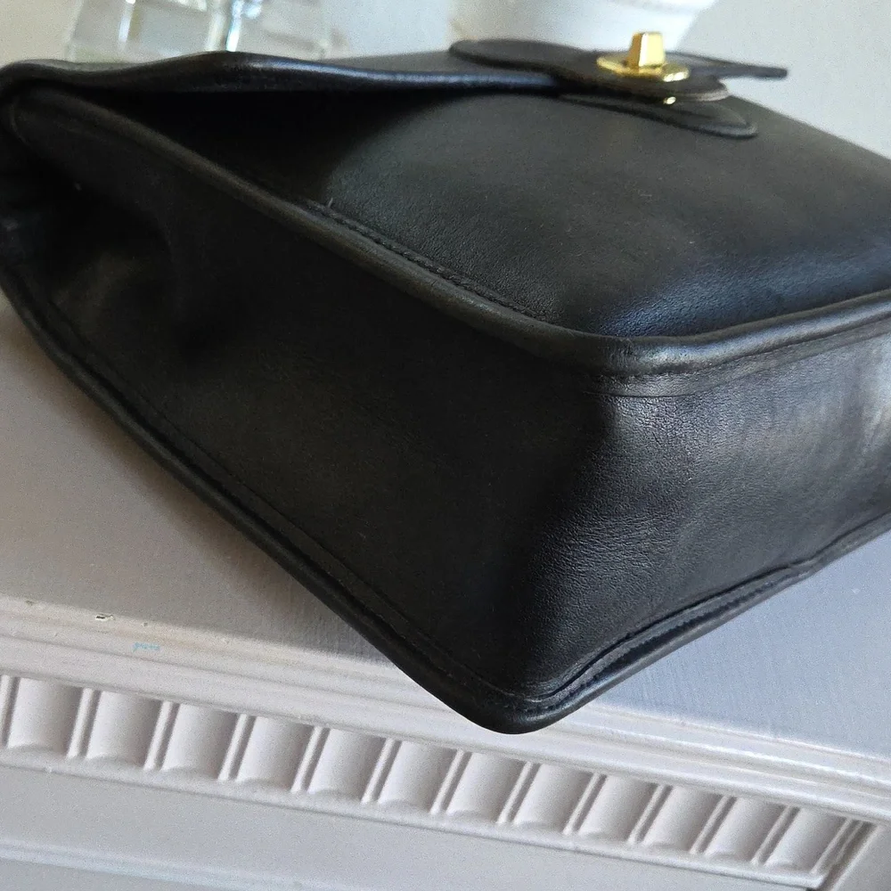 Coach Black Leather Top Handle Satchel with Gold Hardware…1994 ..